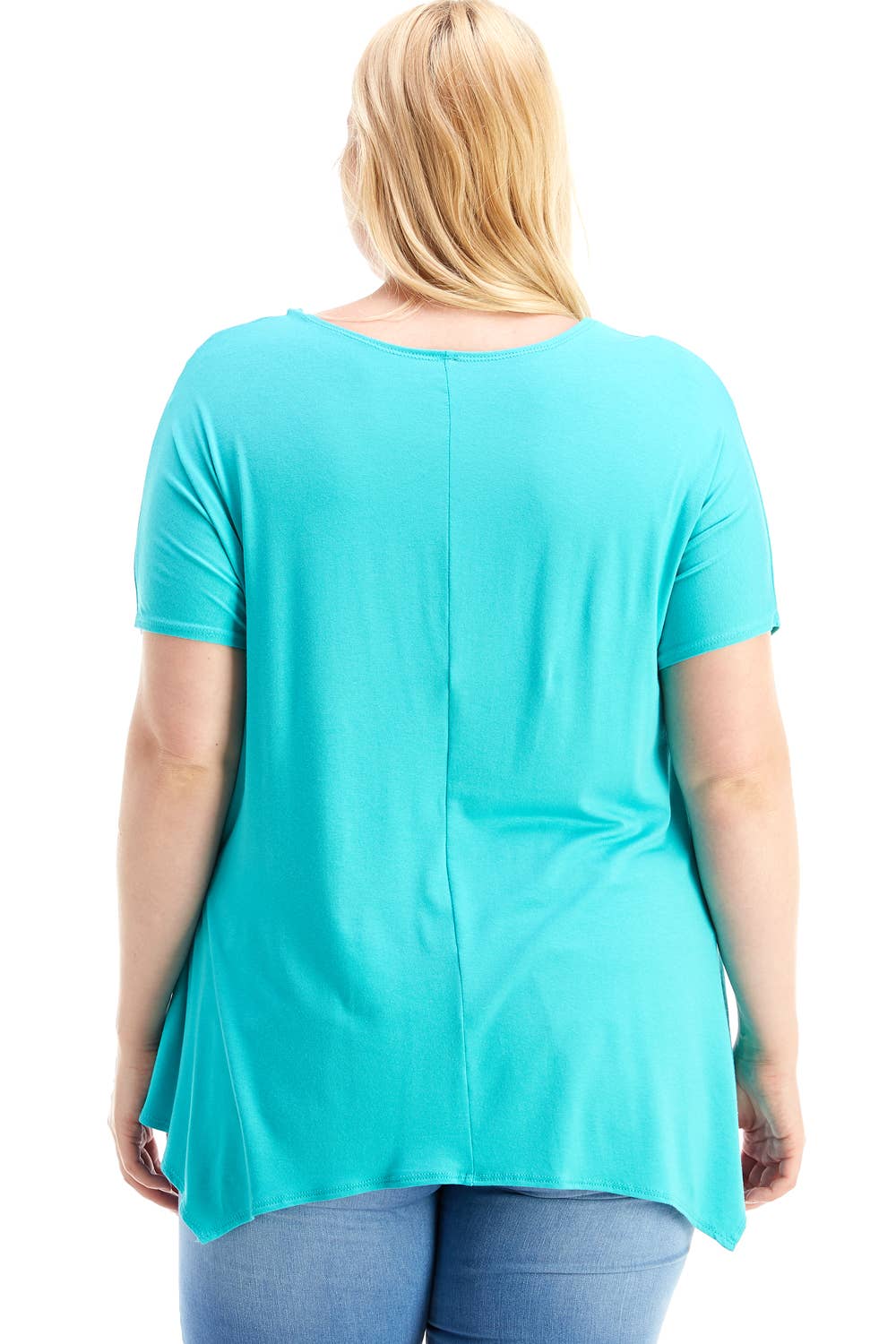 Azules Clothing - Wholesale Tunic - Women's - ATP-2307RSX Plus Size Asymmetric Short Sleeve Tunic36