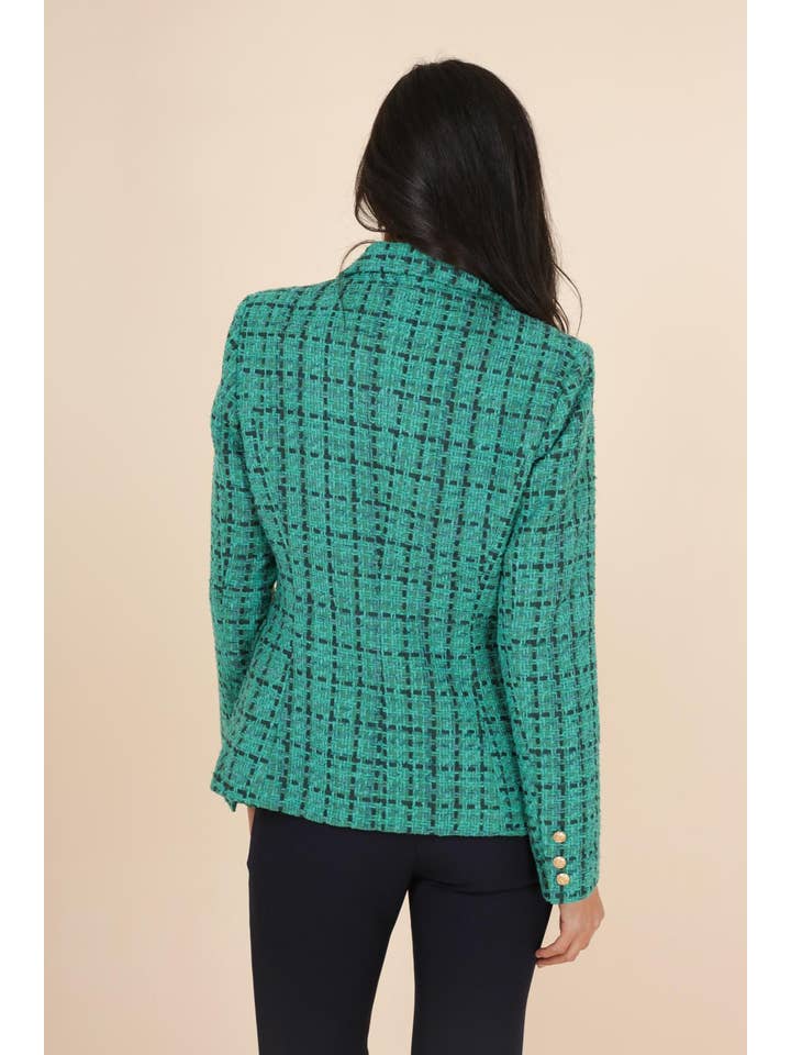 Attentif Paris - Wholesale Blazer - Women's - Tone-on-tone checked fitted blazer jacket