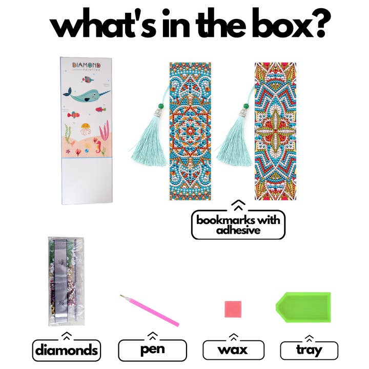 Diamond Brands - Wholesale DIY Craft Kit - Turquoise Mandalas Diamond Painting Bookmark Set