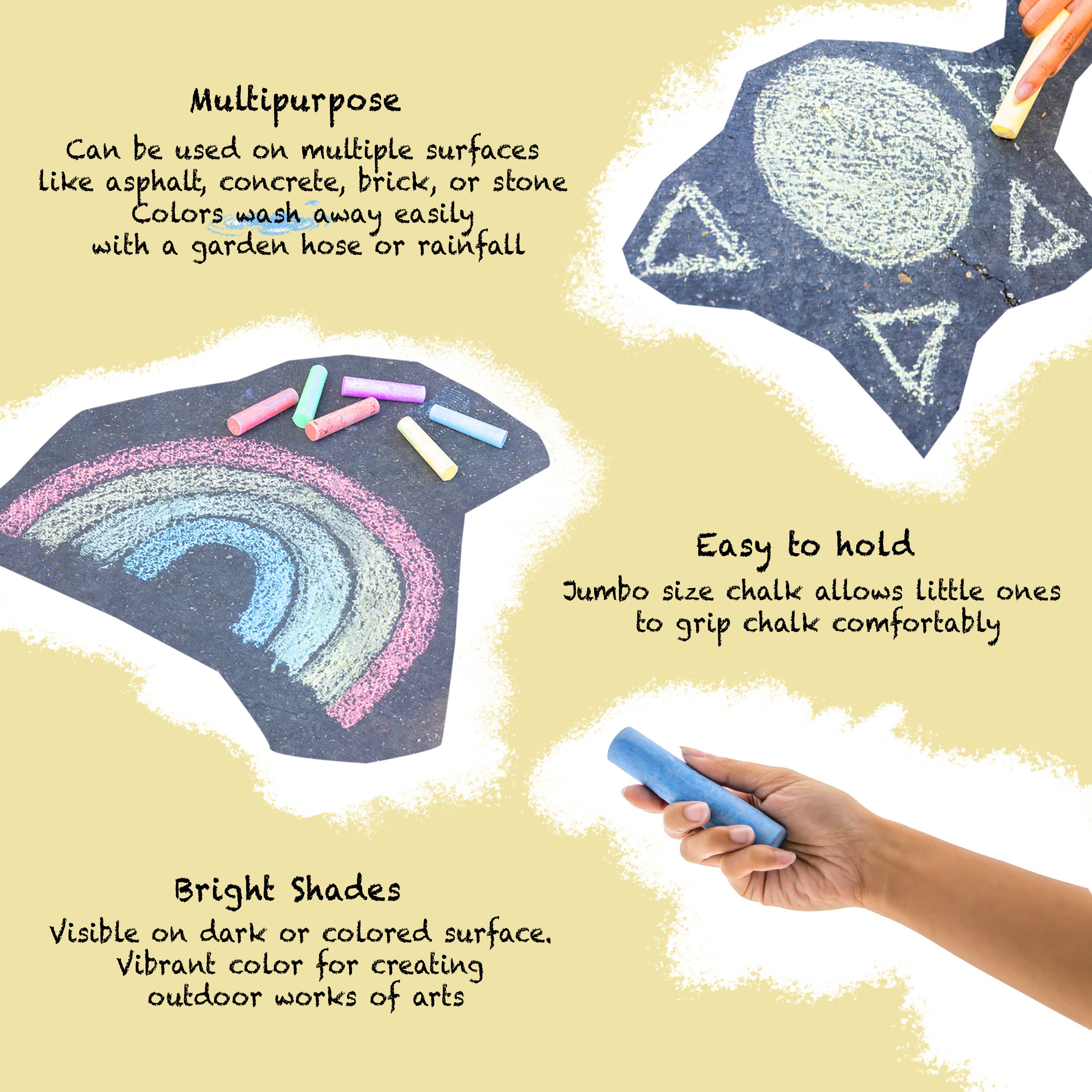 BAZIC Products - Wholesale Chalk - Jumbo Washable Sidewalk Chalks (6/Pack)4