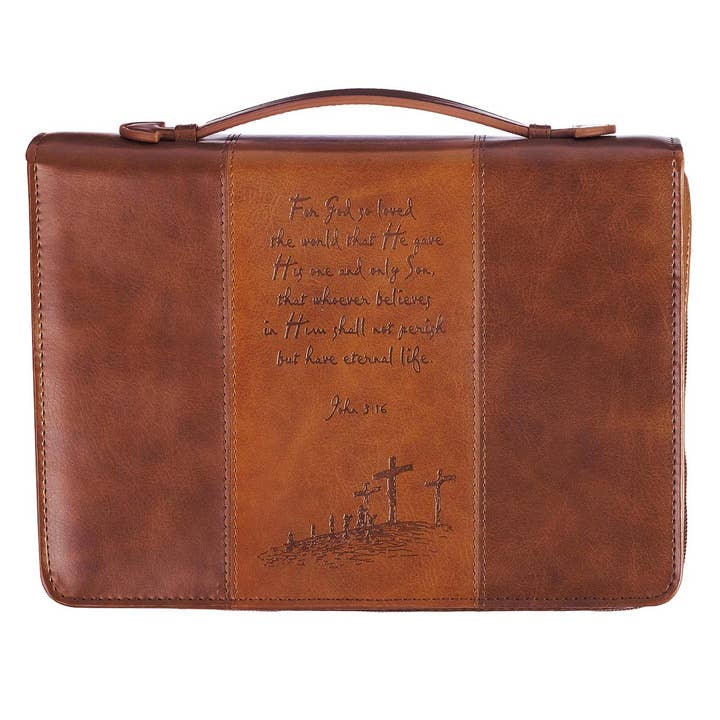 Bible Cover Classic Brown God So Loved the World John 3:16 for wholesale by Christian Art Gifts