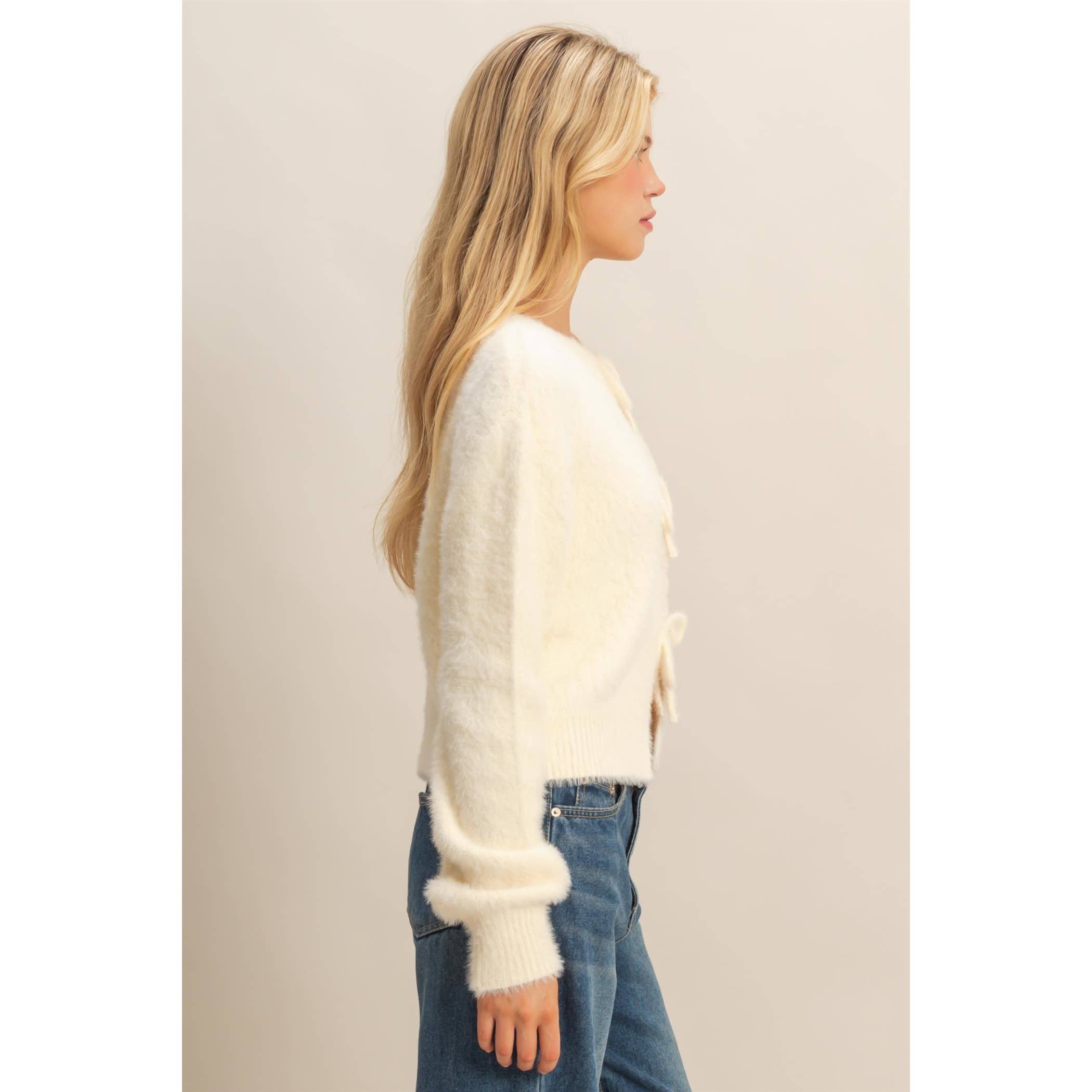 HYFVE - Wholesale Cardigan - Women's - Fuzzy Sweater With Unique Front Ties4