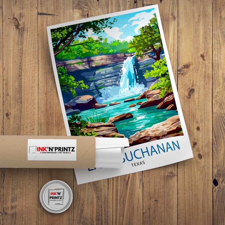InkNPrintz – wholesale Art print – Lake Buchanan Texas Travel Poster8
