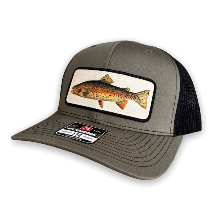 Loden Green Black Rainbow Trout Fly Fishing Hat - Richardson Snapback 112 for wholesale on Faire