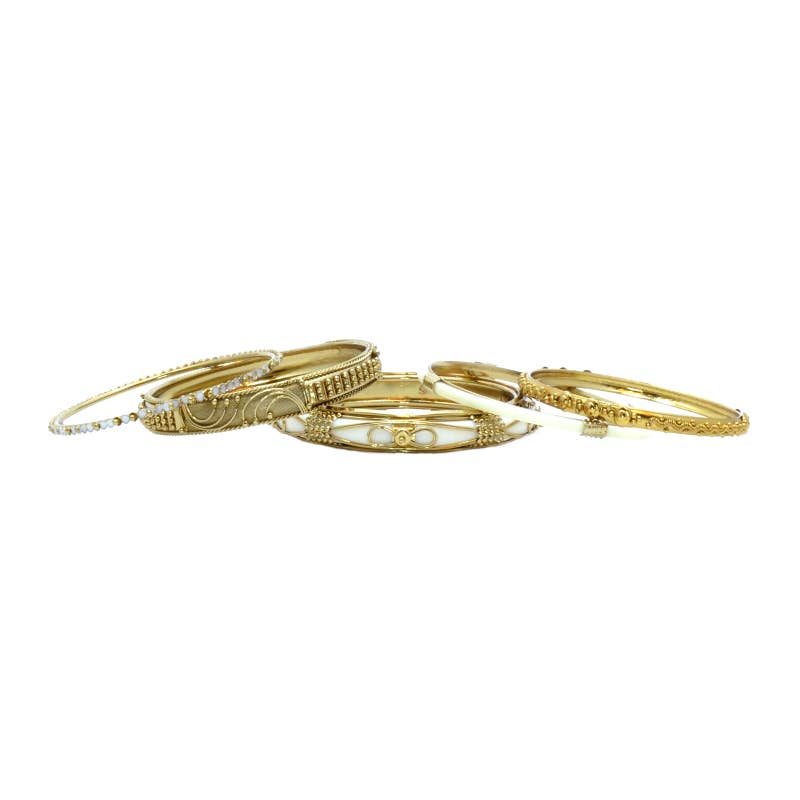 Erik & Mike - Wholesale Bangle Bracelet - Indian Bangle  ivory  resin  in gold1