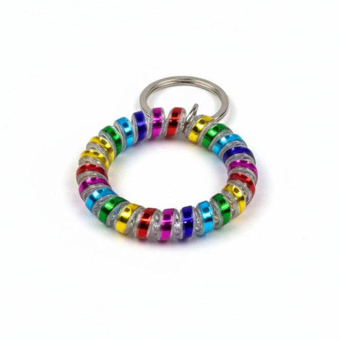 ONE COLOR RAINBOW HAIR TIE KEYCHAIN 0415-21 (12PC) for wholesale on Faire0