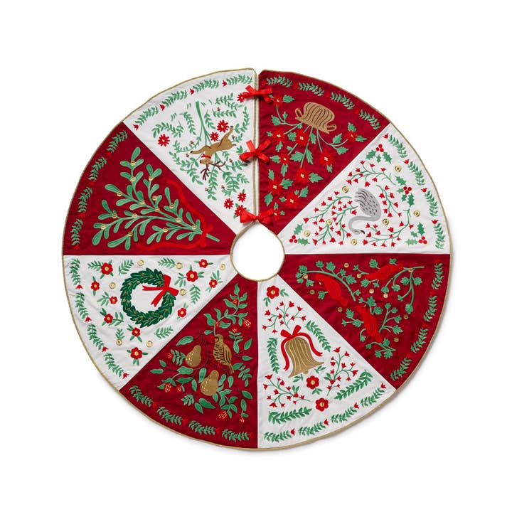 Christmastide Embroidered Tree Skirt for wholesale by Rifle Paper Co