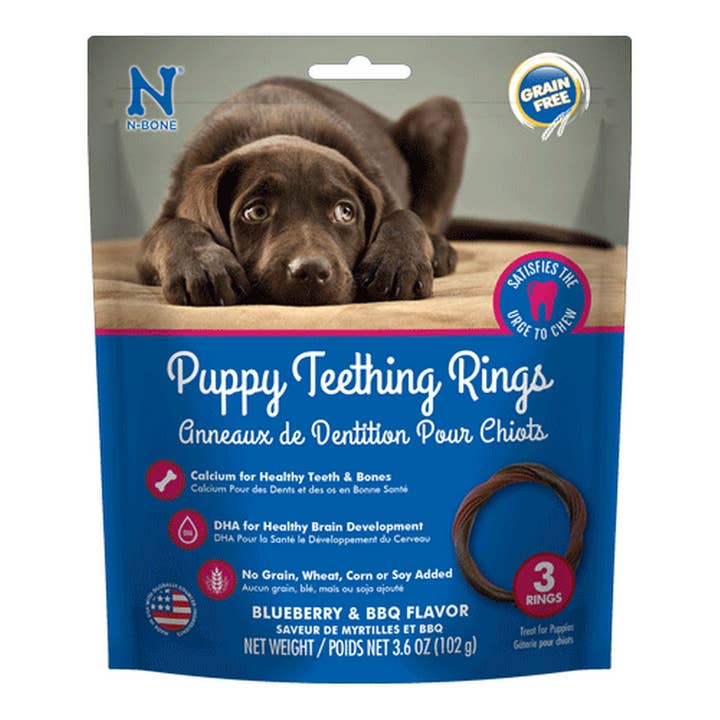 N-Bone Puppy Teething Rings Grain-Free Blueberry & Bbq 3Pk for wholesale by King Wholesale Pet Goods