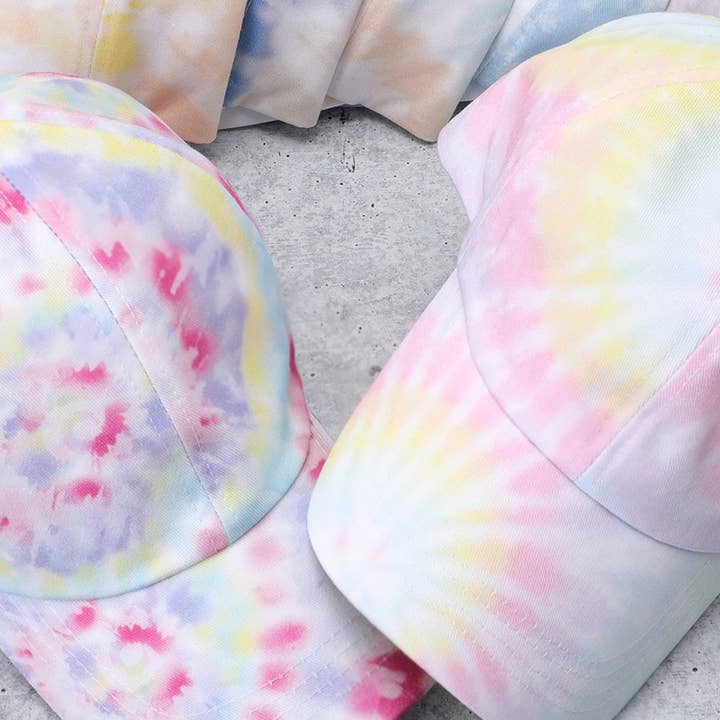 Fashion City - Vendita all'ingrosso Cappellino da baseball - Donna - Cappello da baseball in cotone tie dye a spirale pastello