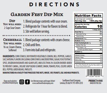 Rabbit Creek Gourmet - Wholesale Dip - Garden Fest Dip Mix-Multiple Uses in 1 Packet!2