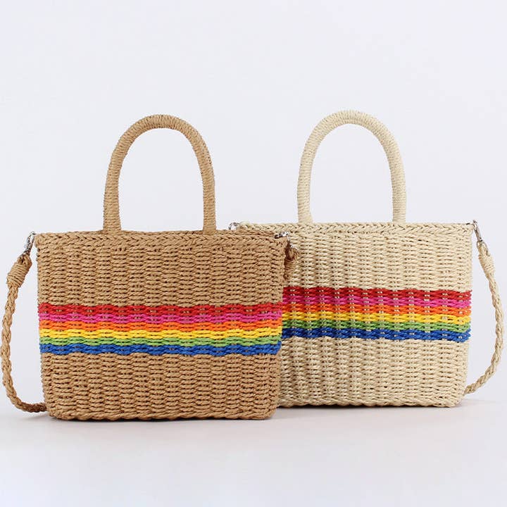 Rainbow Colorblock Woven Crossbody Bag for Women & Girls for wholesale by Auraquise