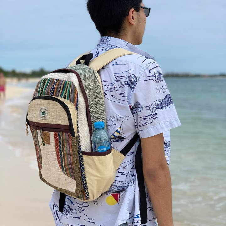 Lungta Imports - Wholesale Backpack - Unisex - Natural Handmade Large Multi Pocket Hemp Nepal Backpack9