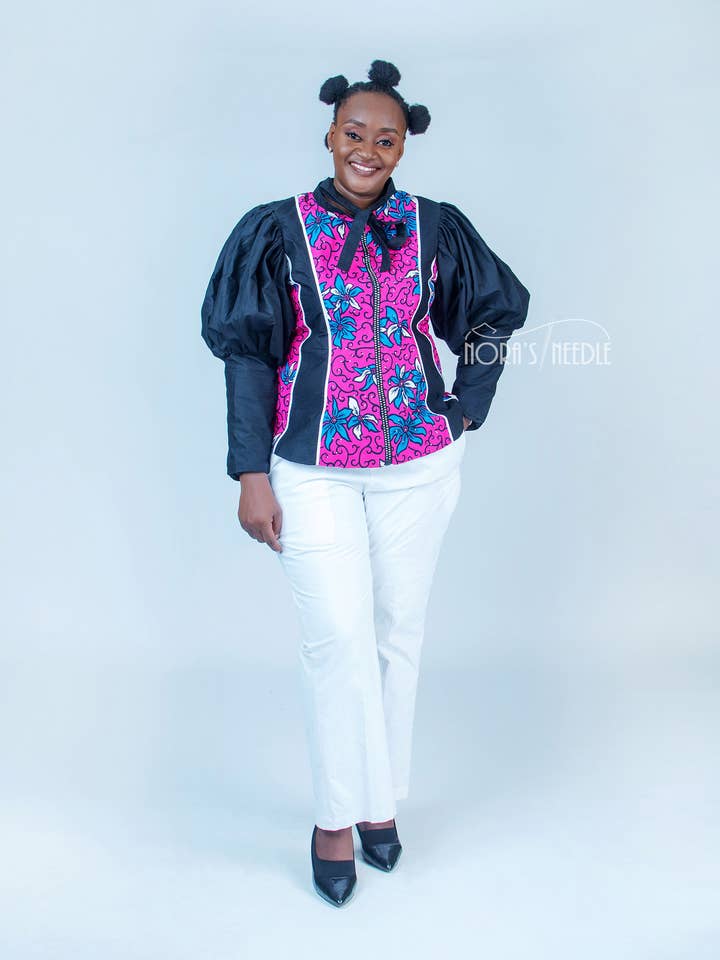 Ella Ankara Jakke/Afrikansk Print Jakke for engroshandel hos Nora's Needle