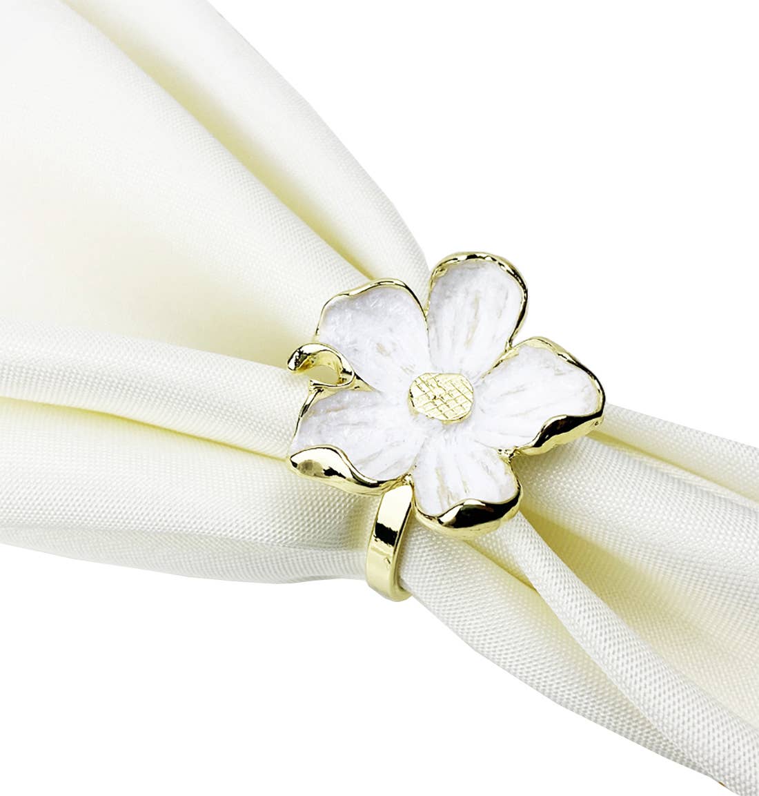 Fennco Styles - Vendita all'ingrosso Anelli portatovagliolo - Portatovaglioli in metallo smaltato a forma di fiore1