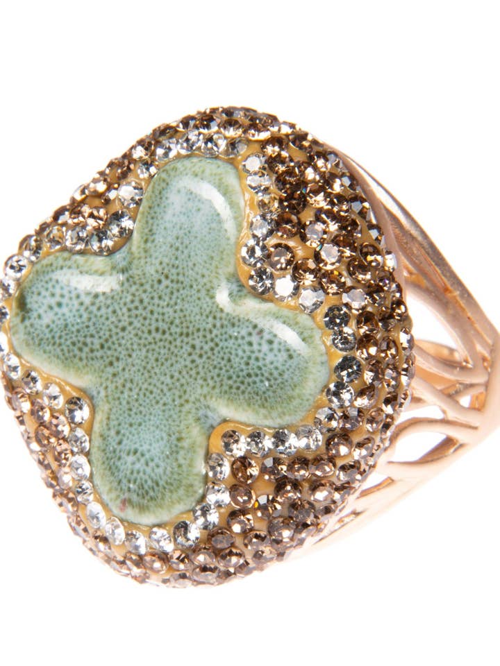 Ceramics Rhinestone Alloy Rings for wholesale by Ole