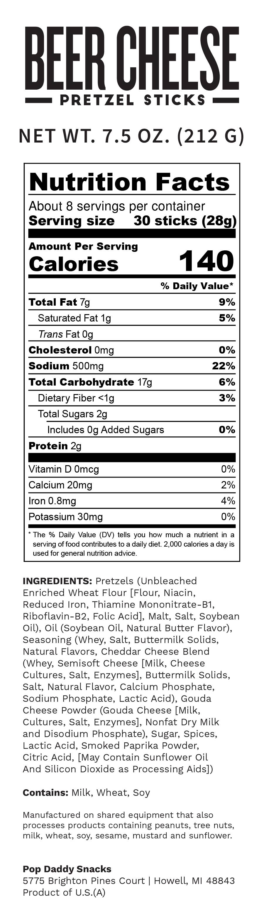 Pop Daddy Snacks - Wholesale Pretzels - Pop Daddy – Beer Cheese Seasoned Pretzels 7.5oz2