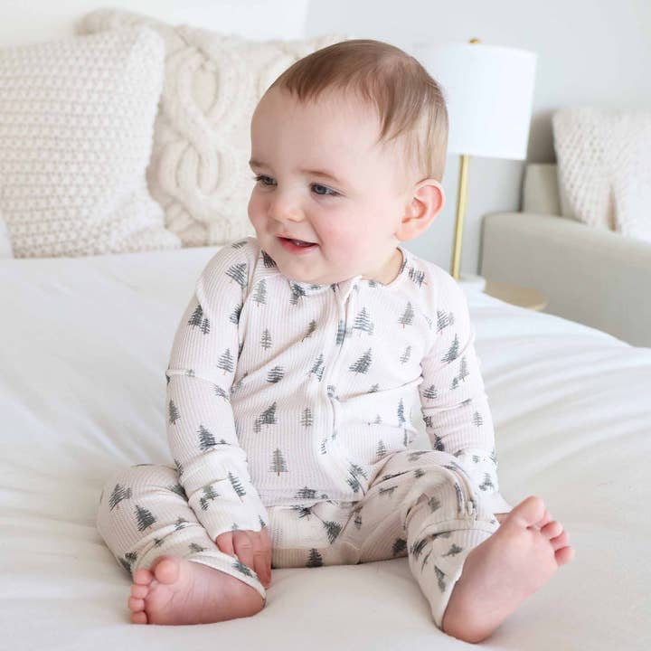 Evergreen Bamboo Waffle Convertible Zip Romper for wholesale by Caden Lane