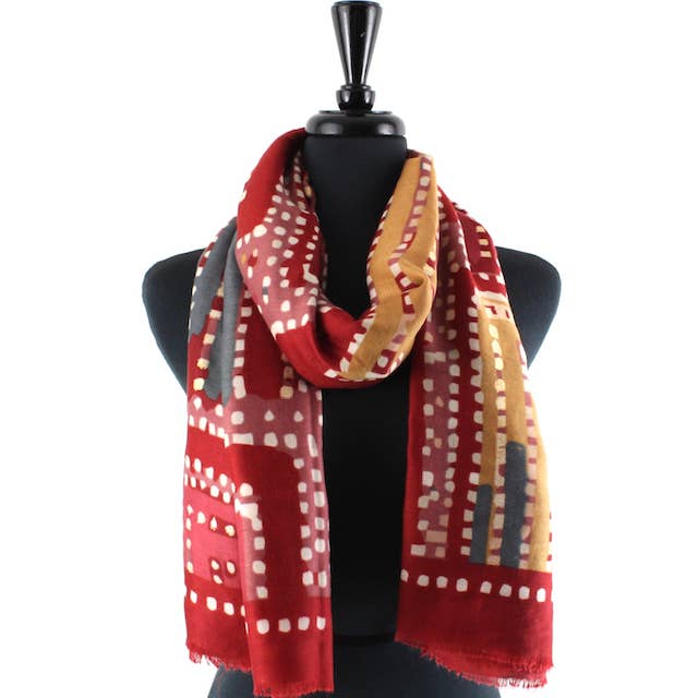 Pretty Persuasions - Wholesale Scarf - Women's - S24097 Incan Maze Scarf w/Gold Metallic