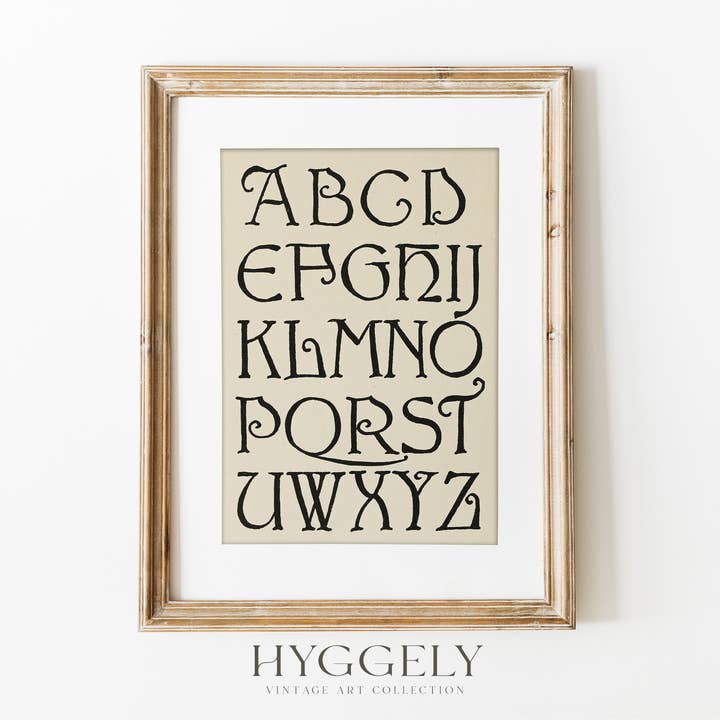 Wall Art Vintage Alphabet | Caligrafia Art Print SK154 por atacado de Hyggely