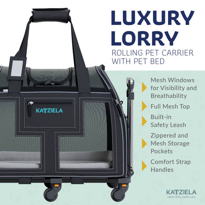 Katziela - Wholesale Pet Carrier - Cat/Dog - Luxury Lorry PRO Pet Carrier with Removable Wheels Gray11