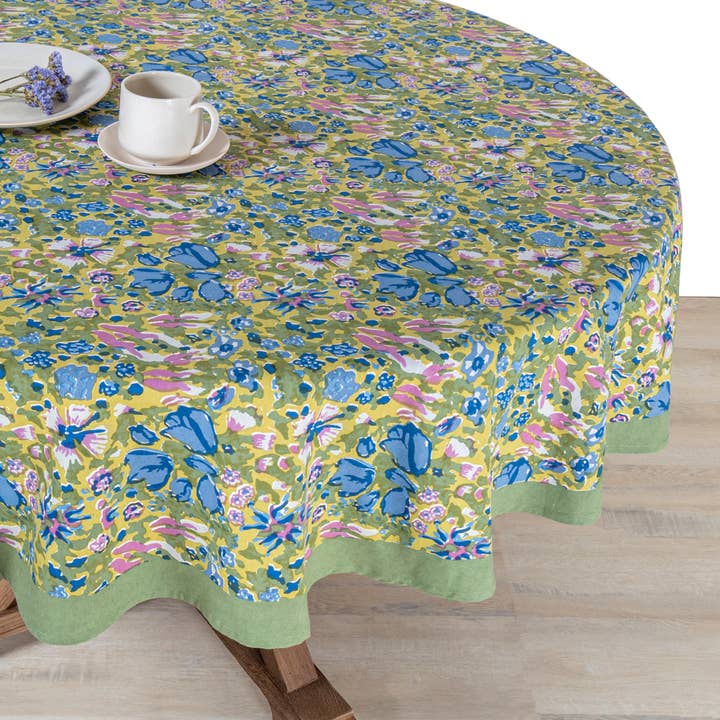 Couleur Nature - Wholesale Tablecloth - Jardin Blue & Vert | Tablecloth8