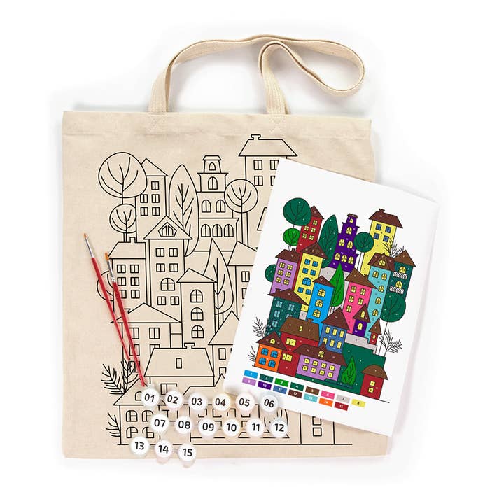 ROSATalent: Eco-Friendly Cotton Ecobag Coloring Kit – Bright City (220 GSM, 38x42 cm) for wholesale by Fainotoys