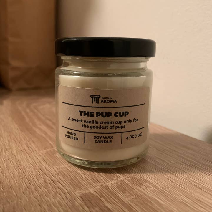 When In Aroma Candle Company - Wholesale Jar/filled candle - The Pup Cup Soy Candle - Pet Shop Candle2