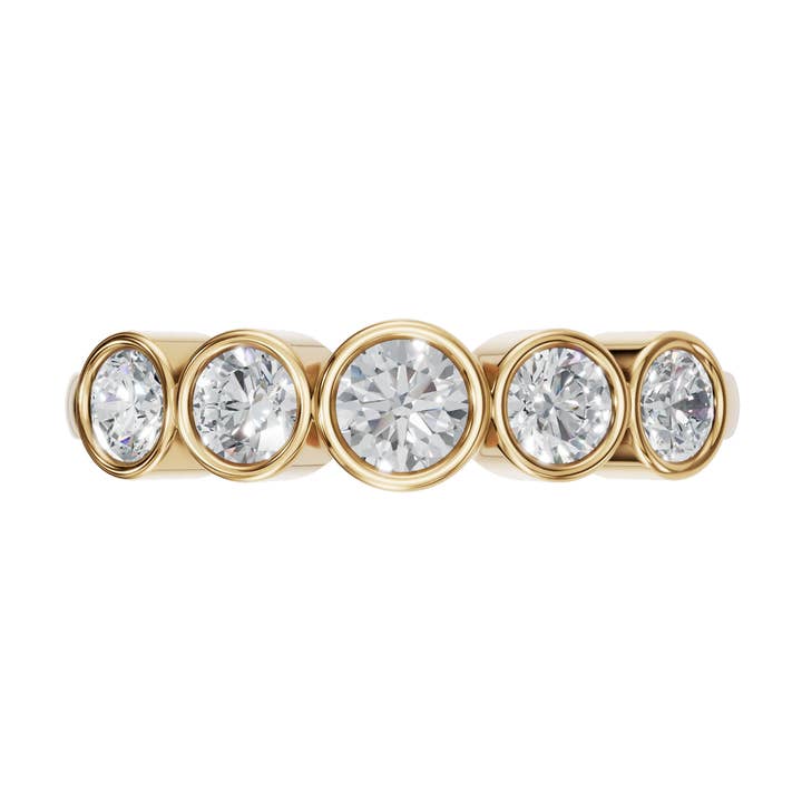 Anello a Mezza Eternità in Oro 14K con Diamanti, Anello Impilabile per la vendita all'ingrosso da parte di PureYou Jewelry