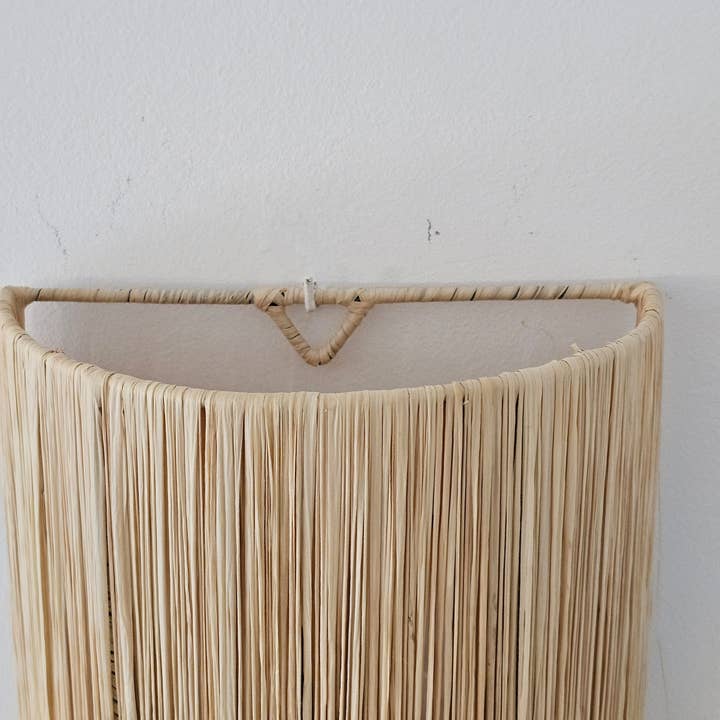 HandHappiness - Wholesale Sconce - Raffia Wall Light , Wall Decor Lighting In Raffia 4