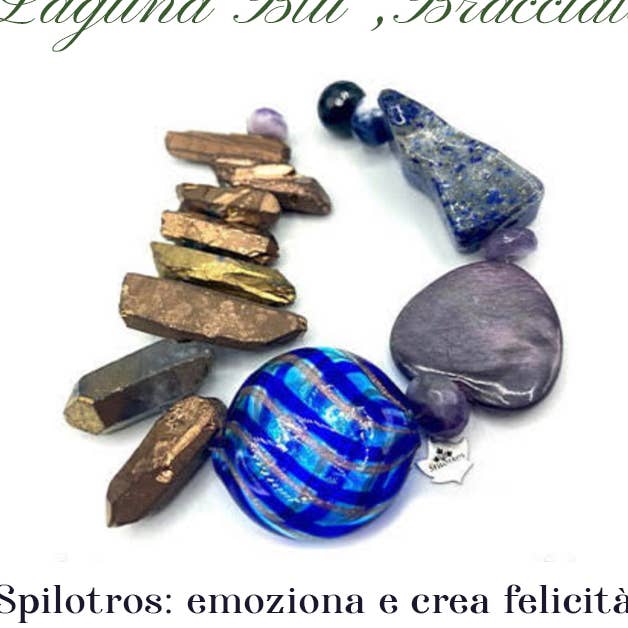 Bracelet Lapis « Blue Lagoon », eau dorée, nacre pour la vente par spilotros