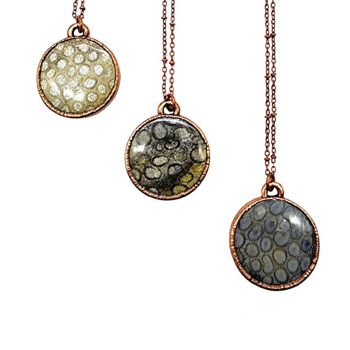 Fossilized Coral Orb Necklace for wholesale by MergingMetals