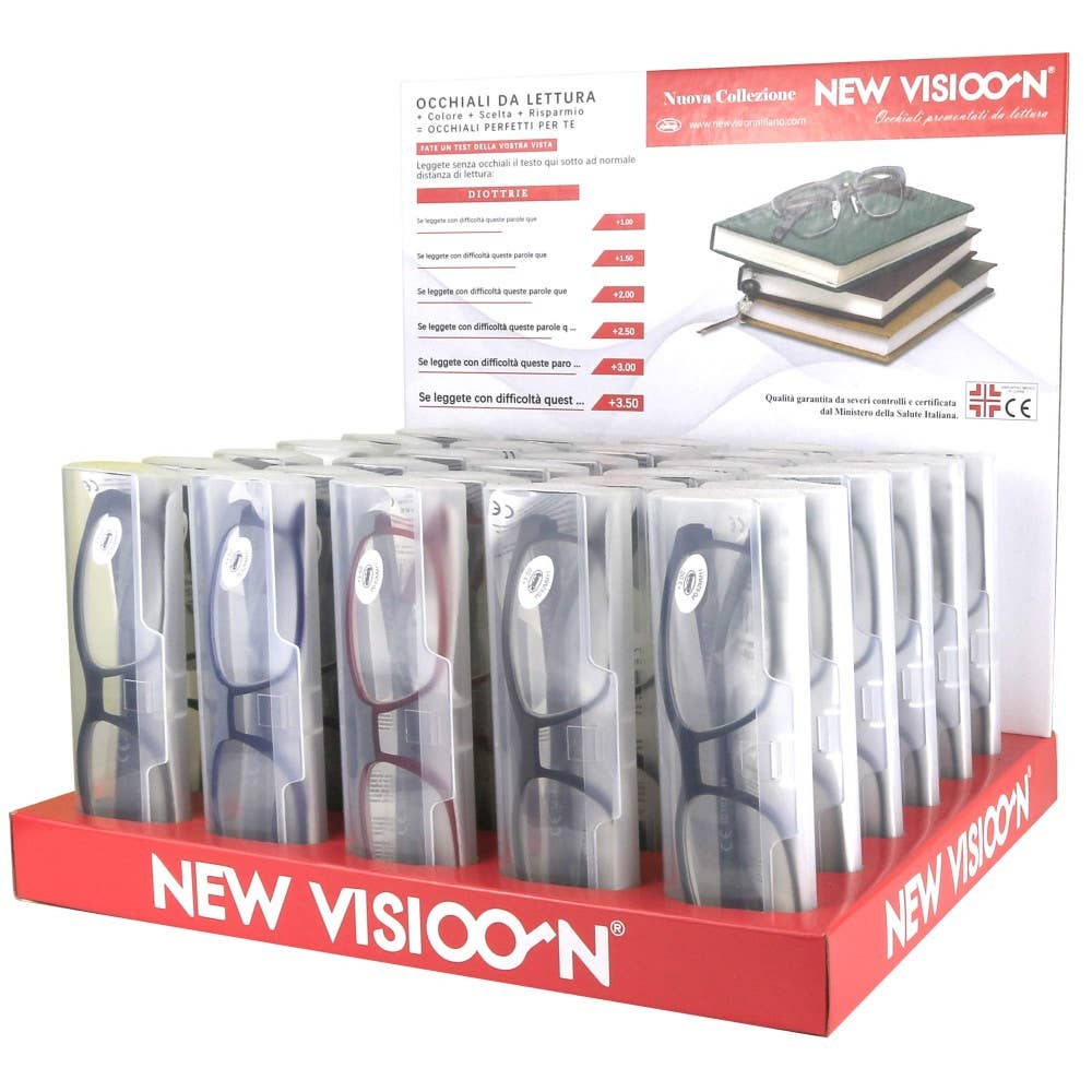 NEW VISION MILANO SRL - Wholesale Retailerdispay - Complete toonbankdisplay met 30 leesbrillen - rood3
