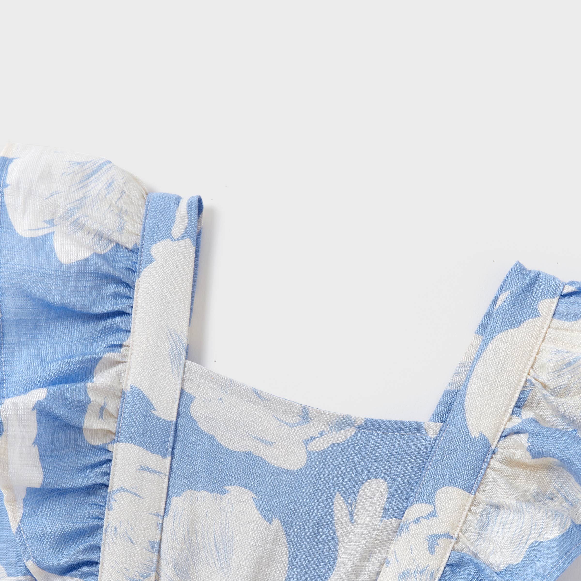 Azul Camiseta de algodón azul a juego para la familia o vestido con mangas de volantes. de venta al por mayor en Faire12