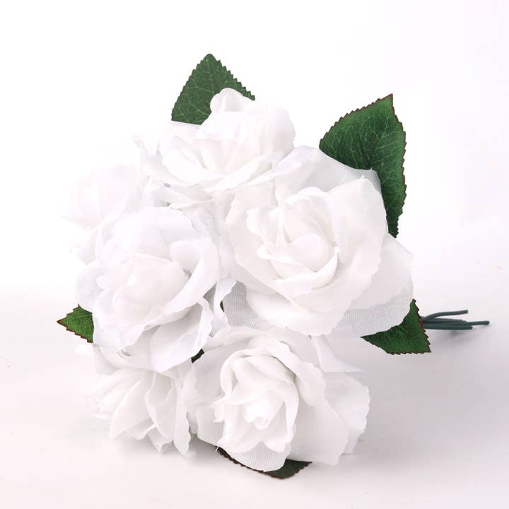 Larksilk - Wholesale Artificial flowers - 100-Pack: Soft White Silk Rose Picks, 8" Stems, 3" Wide1