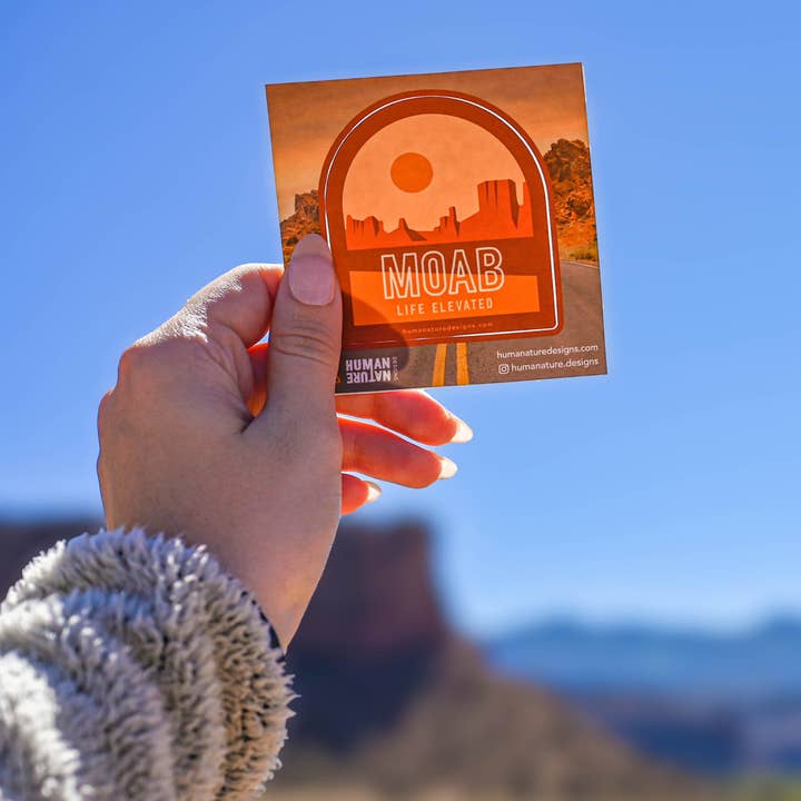 Human Nature Designs - Wholesale Sticker - "Life Elevated" Moab, Utah Sticker - Kiss Cut Moab Sticker