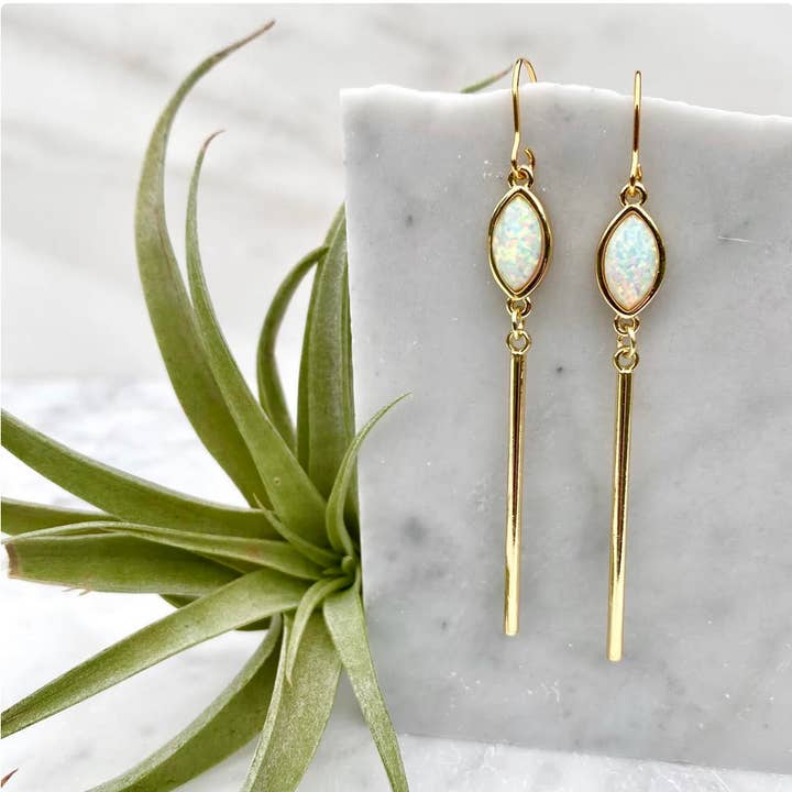 opal bar dangle earring for wholesale by minor metal jewelry