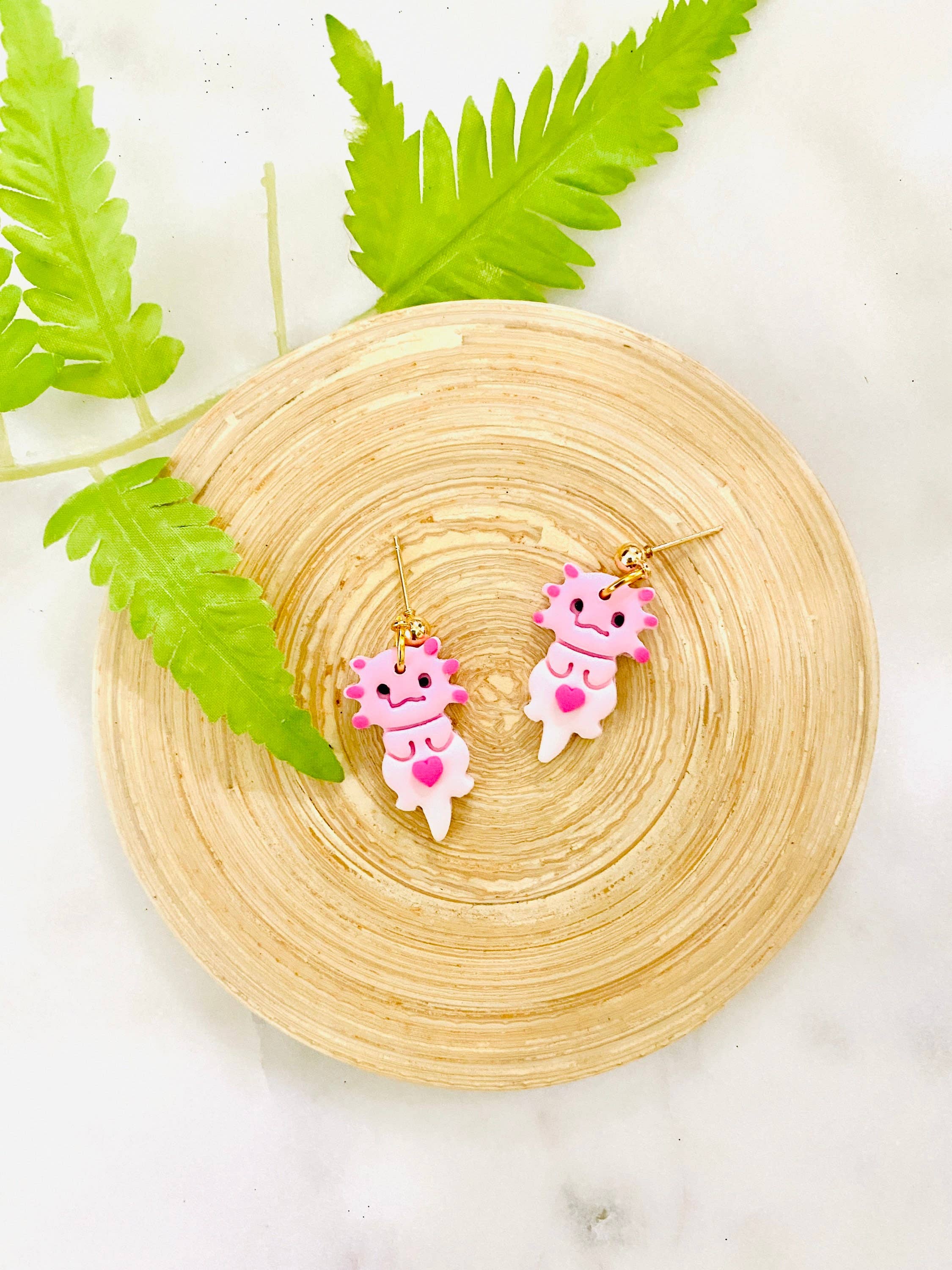 Eflie - Vendita all'ingrosso Orecchini pendenti - Simpatici orecchini pendenti in argilla Axolotl fatti a mano2