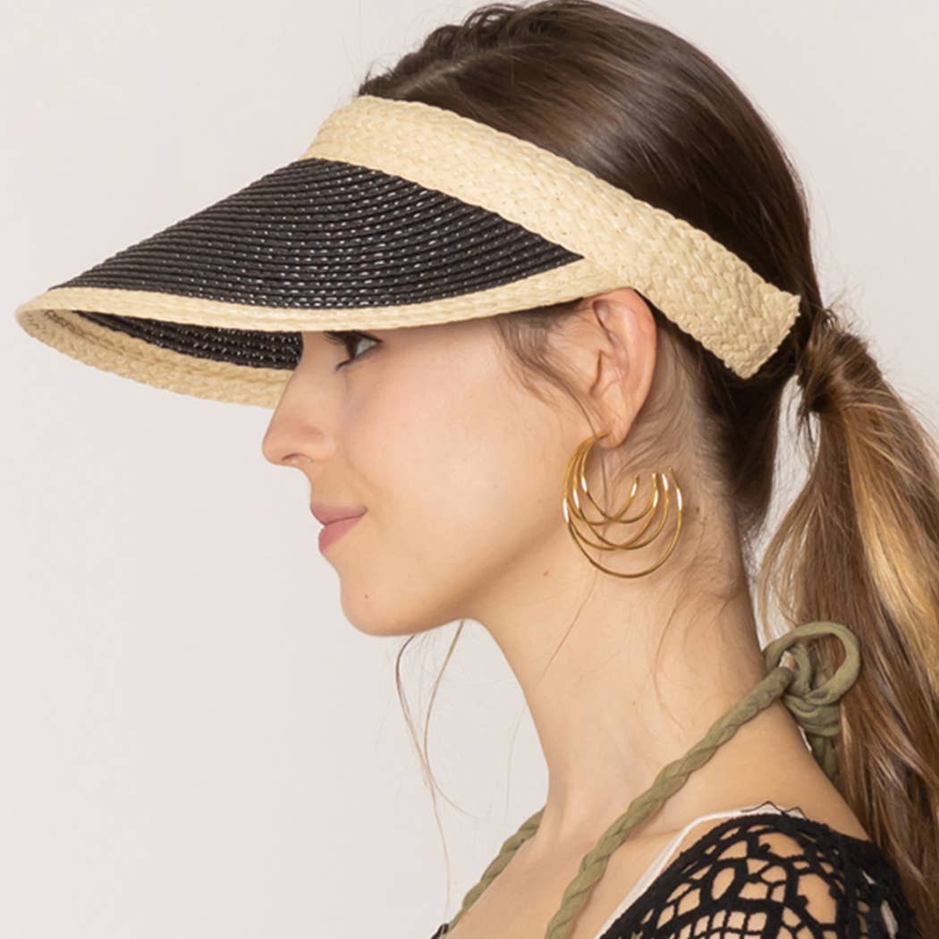 Fashion City - Wholesale Visor - Women's - Colored Straw Sun Visor Sun Hat16