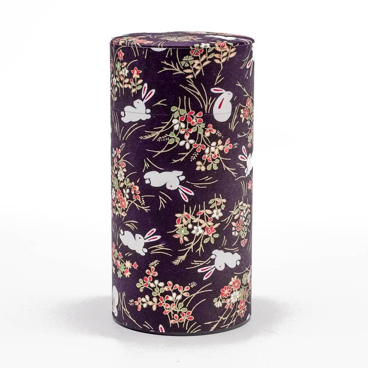 Japanese Chazutsu, barattolo da tè in metallo incartato con washi, 200 g, motivo Kotodo, Purple Bunny Rabbit per la vendita all'ingrosso da parte di Tezumi