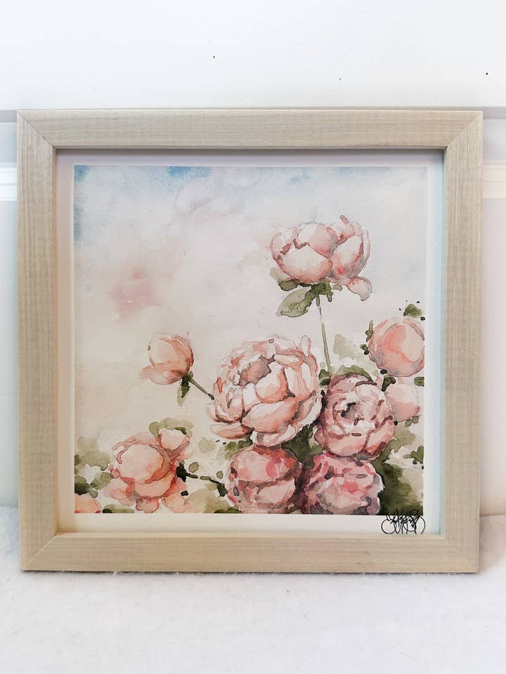 Watercolor Peony Bouquet Print for wholesale by Watercolor With Emily