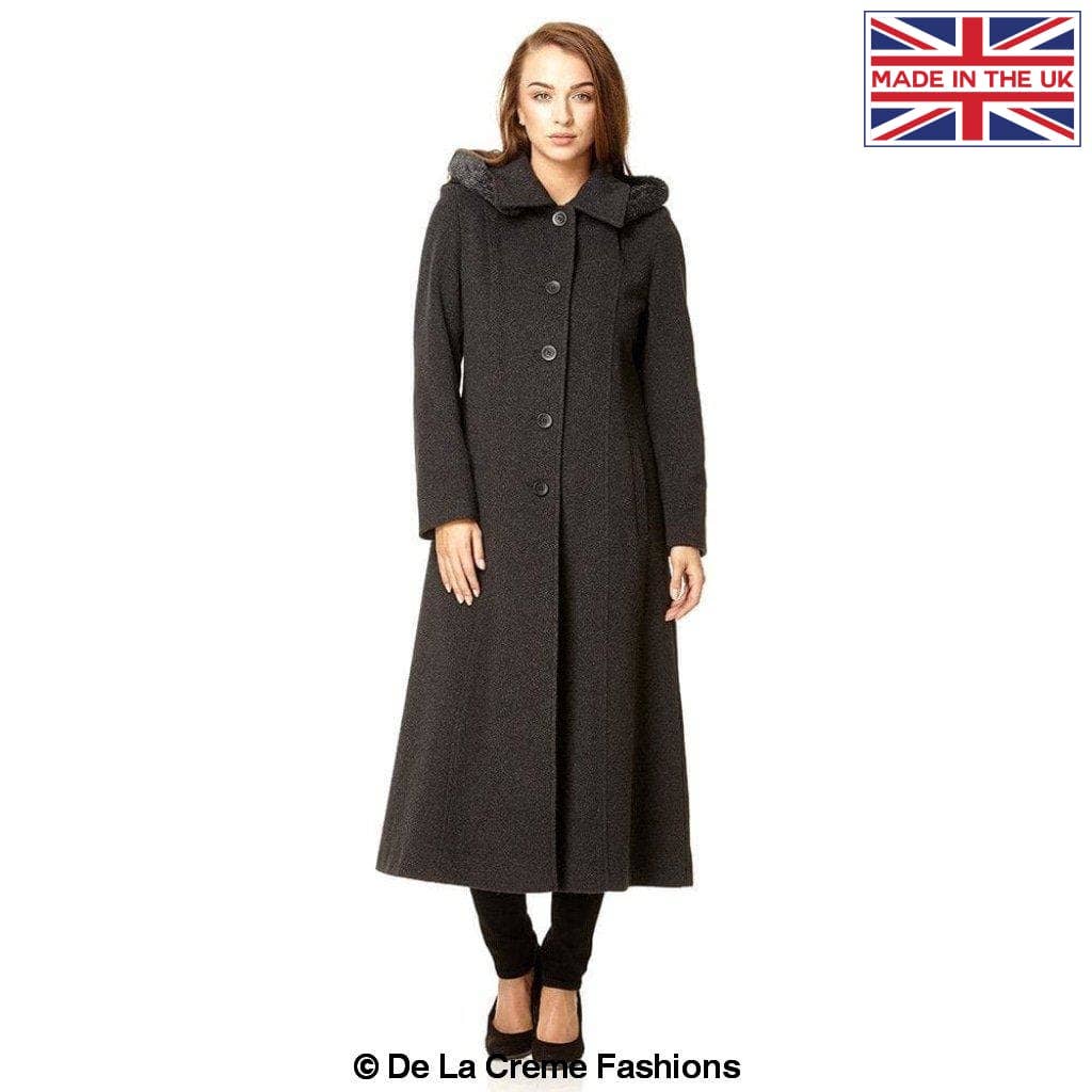 De La Creme Fashions – wholesale Fur/faux fur coat – Women's – Womens Wool Blend Faux Fur Trim Hooded Long Coat3
