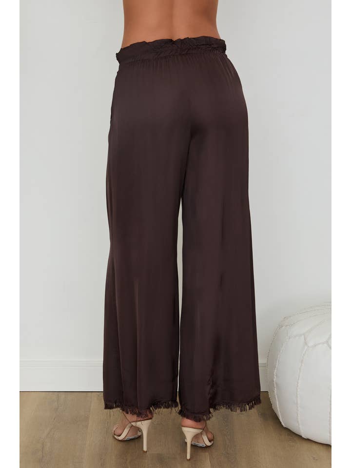 VENTI6 - Vendita all'ingrosso Pantalone - Donna - PANTALONI A GAMBA LARGA CON ORLO A FRANGE IN SETA ITALIANA (6109)3