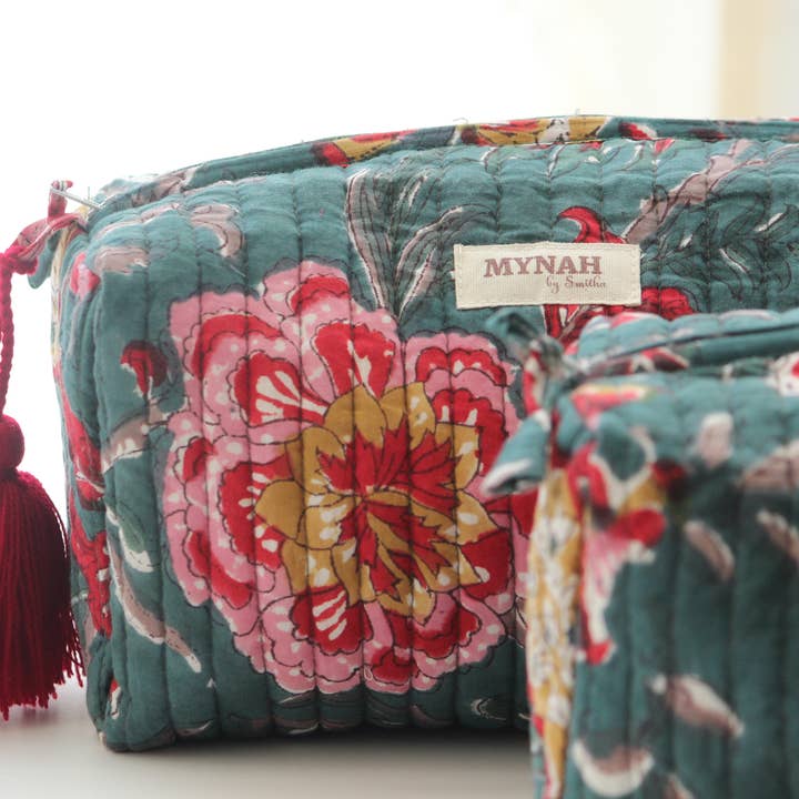 Emerald garden print travel/make up/organizer/bag-Set of 3 for wholesale by MYNAHbySmitha