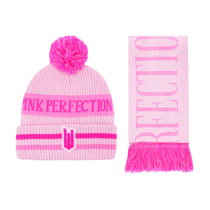 Wicked x Glinda "Pink Perfection" Beanie & Scarf Set for wholesale by Concept One