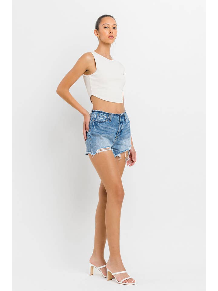 COMFY HIGH RISE BANDELSS DISTRESSED SHORTS BY4382 for wholesale on Faire9