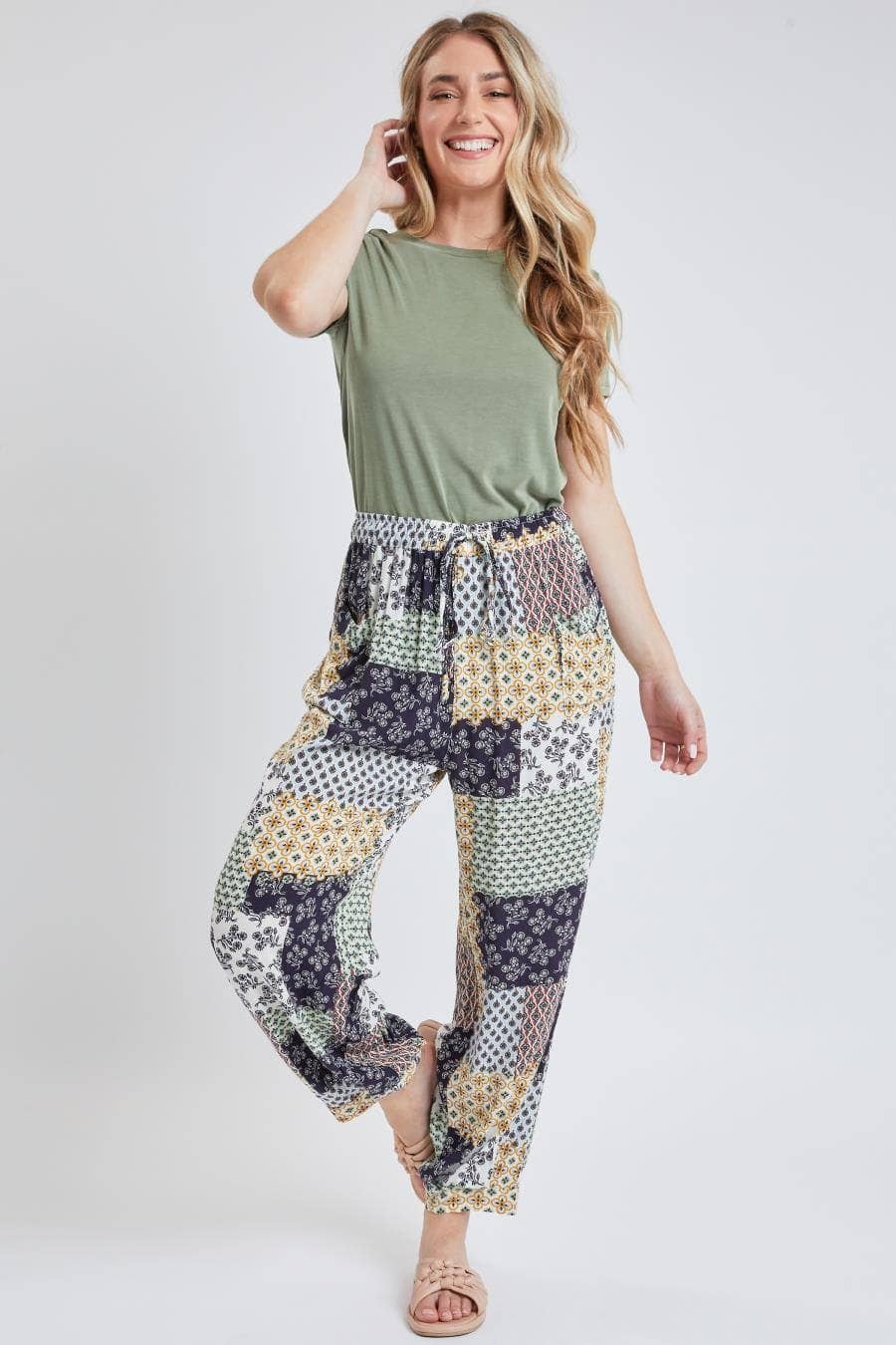 YMI - Wholesale Pants - Women's - Drawstring Wide Jogger Pant With Pleated Hem-WF1209CG5