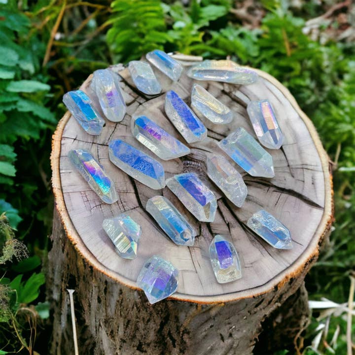 Tumbledshop – Pedra/cristal espiritual por atacado – Anjo Aura Pontos Cristal Quartzo, Arco-íris Aura Cristal