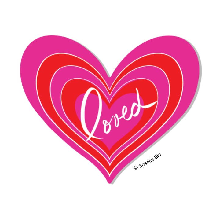 Loved, Heart Vinyl Sticker for wholesale by Sparkle Blu