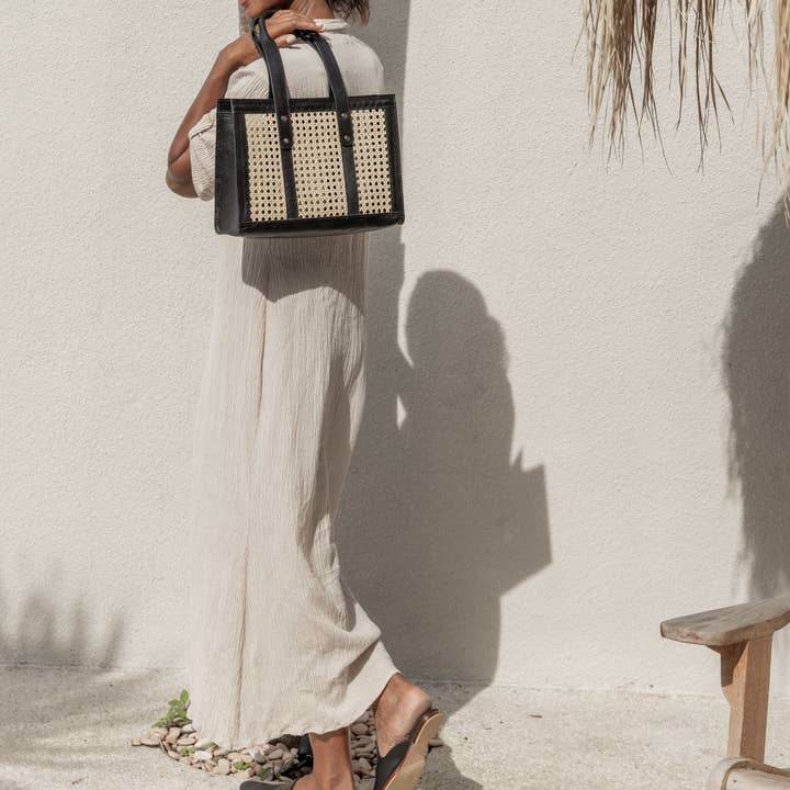 Village Thrive - Wholesale Tote Bag - Women's - Raja Leather and Cane Everyday Bag