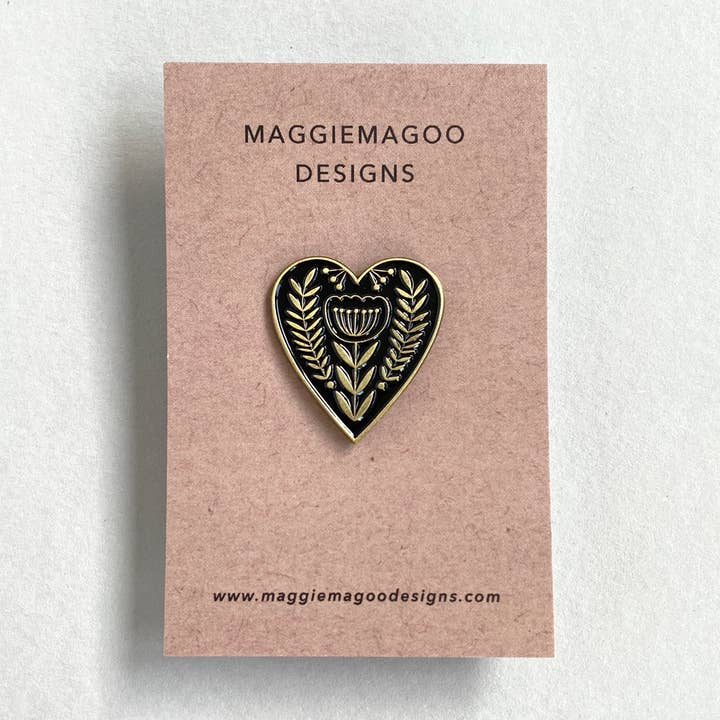 Enamel pin badge - heart for wholesale by Maggie Magoo Designs